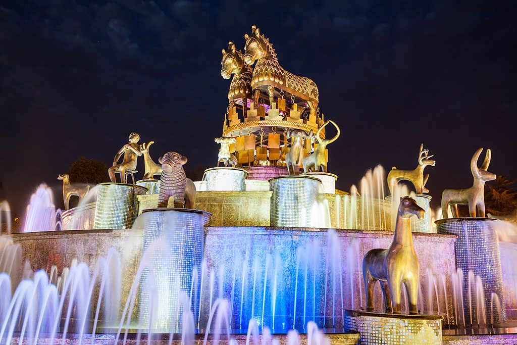 Колхидский фонтан ночью